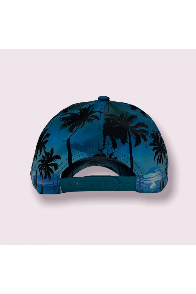Turkoois blauwe zonsondergang en palmbomen cap - 4