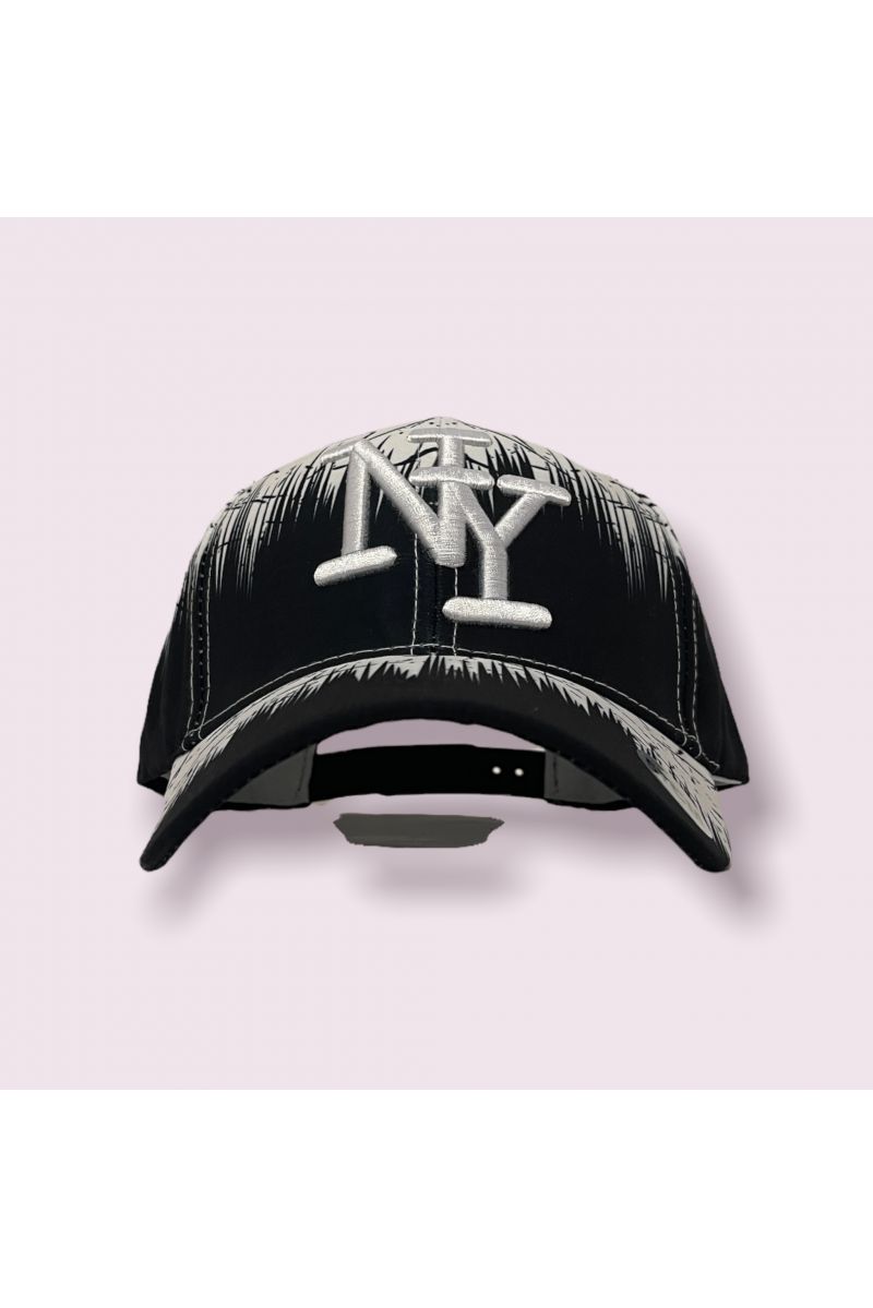 Black and white New York cap with small hyper original paint spots - 2