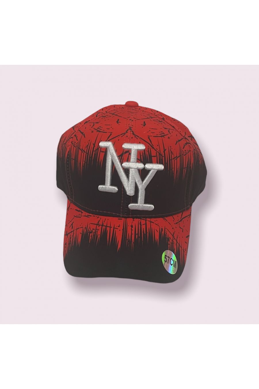 Zwart met rode New Yorkse pet met kleine vlekjes hyperoriginele verf - 1