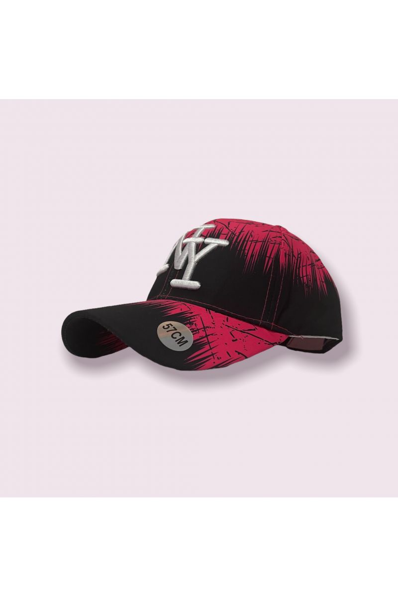 Black and fuchsia New York cap with small spots of hyper original paint - 1