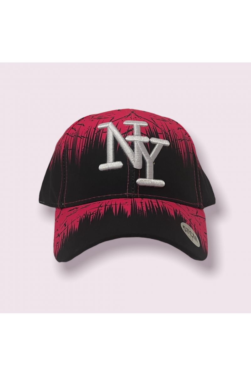 Black and fuchsia New York cap with small spots of hyper original paint - 3