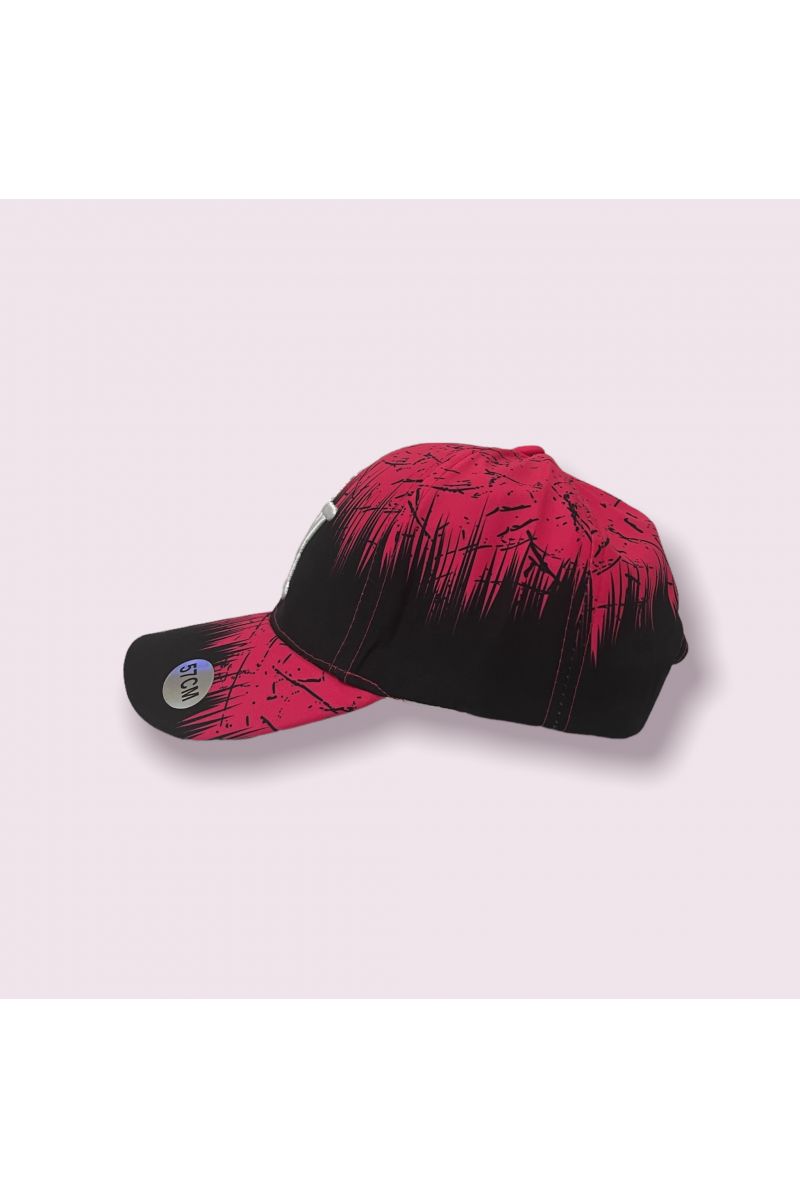 Black and fuchsia New York cap with small spots of hyper original paint - 5