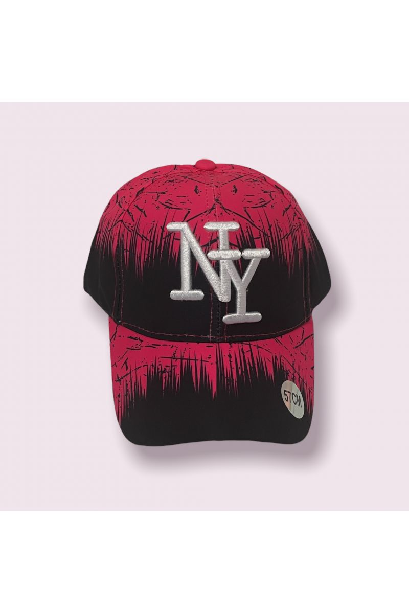 Black and fuchsia New York cap with small spots of hyper original paint - 6