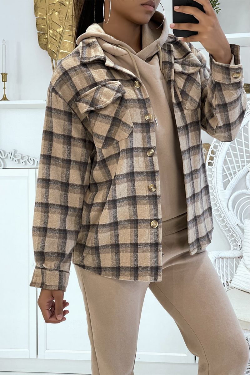 Taupe 3-piece warm and comfortable joggers set and super trendy oversized shirt - 5