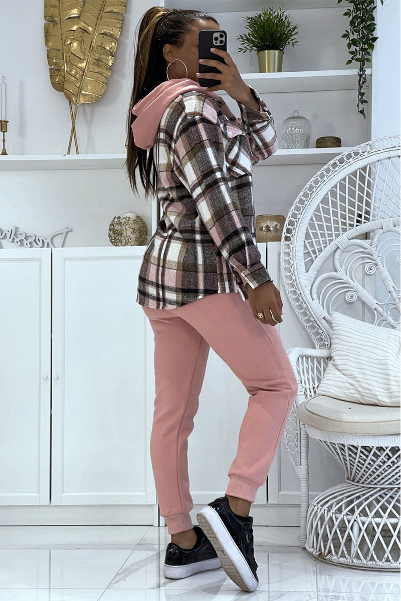 Pink 3-piece warm and comfortable jogging set and super trendy oversized shirt - 3
