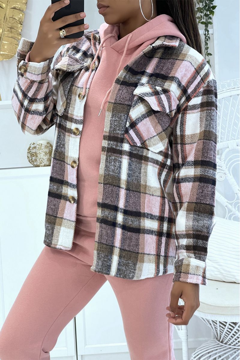 Ensemble rose 3 pièces jogging chaud et confortable et sur chemise oversize hyper tendance - 4