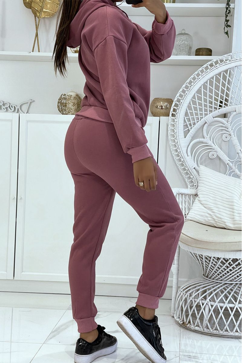 Burgundy 3-piece warm and comfortable jogging set and super trendy oversized shirt - 3