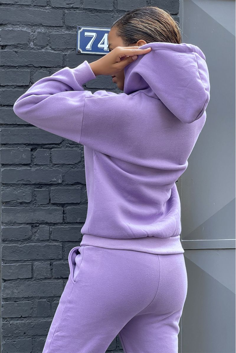 Paarse 3-delige warme en comfortabele joggingset en super trendy oversized shirt - 5