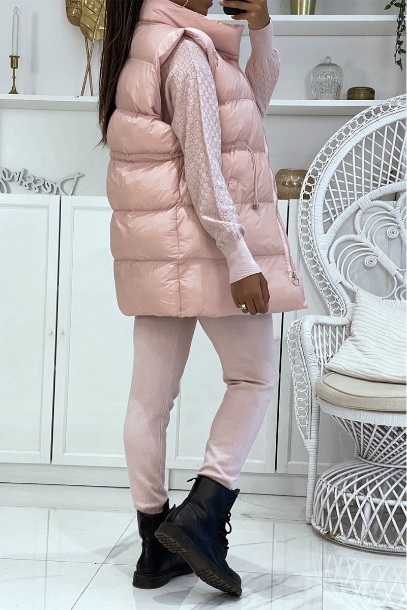 3-piece winter set in pink down jacket and ribbed joggers  Casual chic and cocooning style - 5