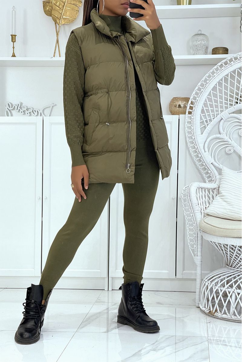 EnK3mble winter 3 piece khaki down jacket and ribbed jogging suit  Casual chic and cocooning style - 4