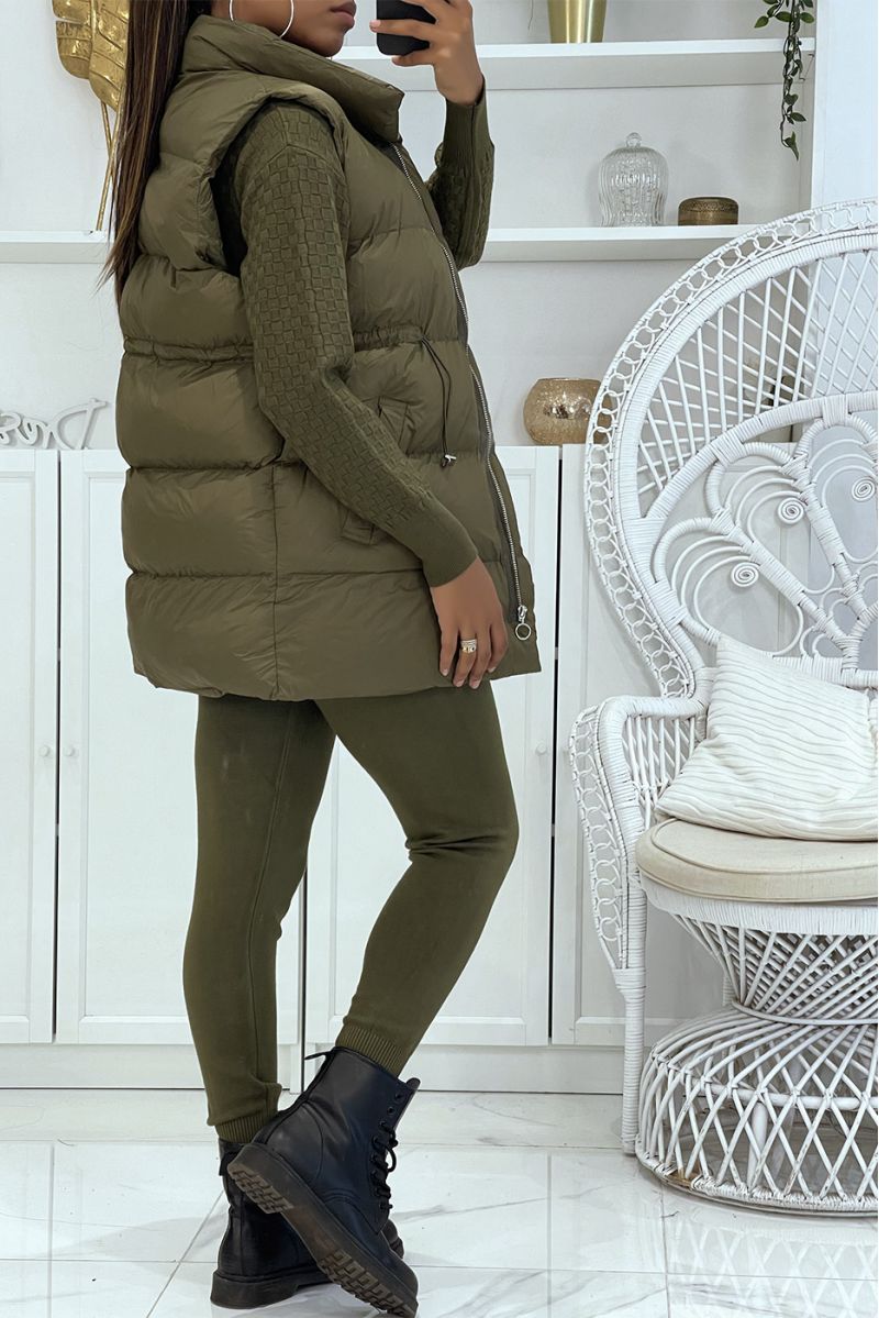 EnK3mble winter 3 piece khaki down jacket and ribbed jogging suit  Casual chic and cocooning style - 5
