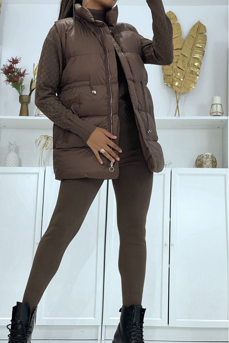3-piece brown down jacket and ribbed jogging winter setCasual chic and cocooning style - 4
