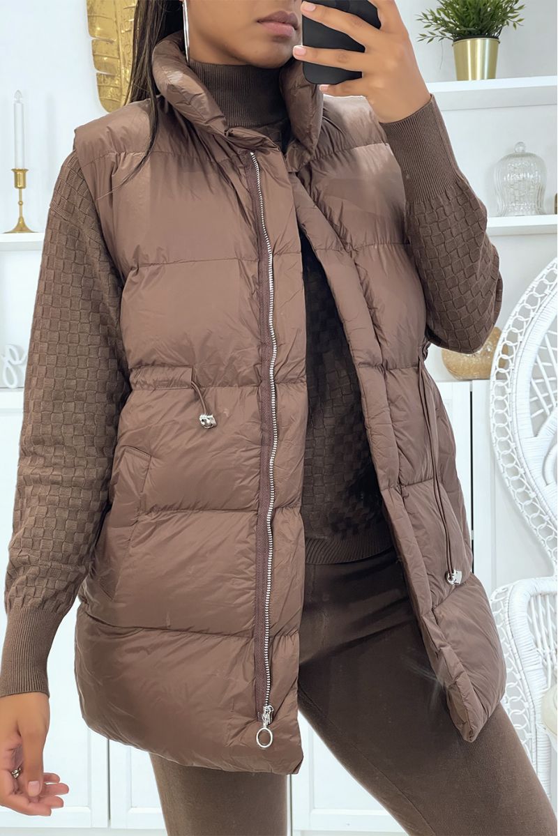 3-piece brown down jacket and ribbed jogging winter setCasual chic and cocooning style - 5