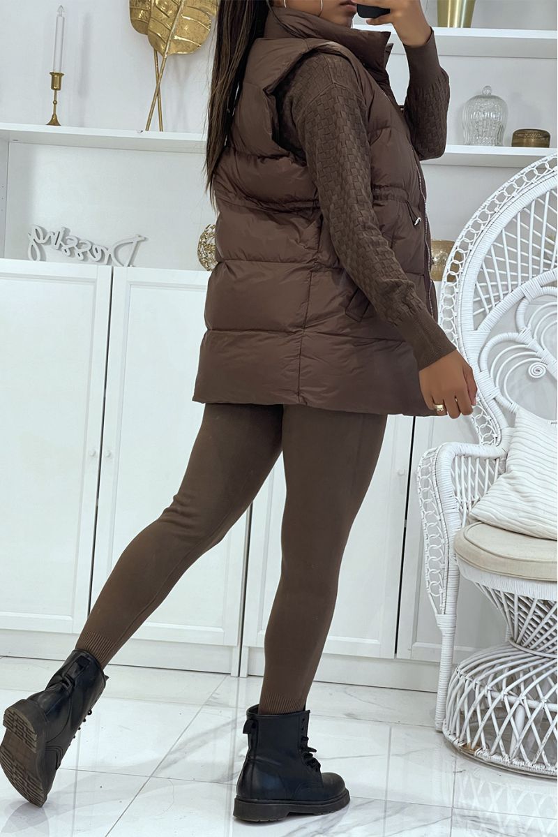 3-piece brown down jacket and ribbed jogging winter setCasual chic and cocooning style - 7