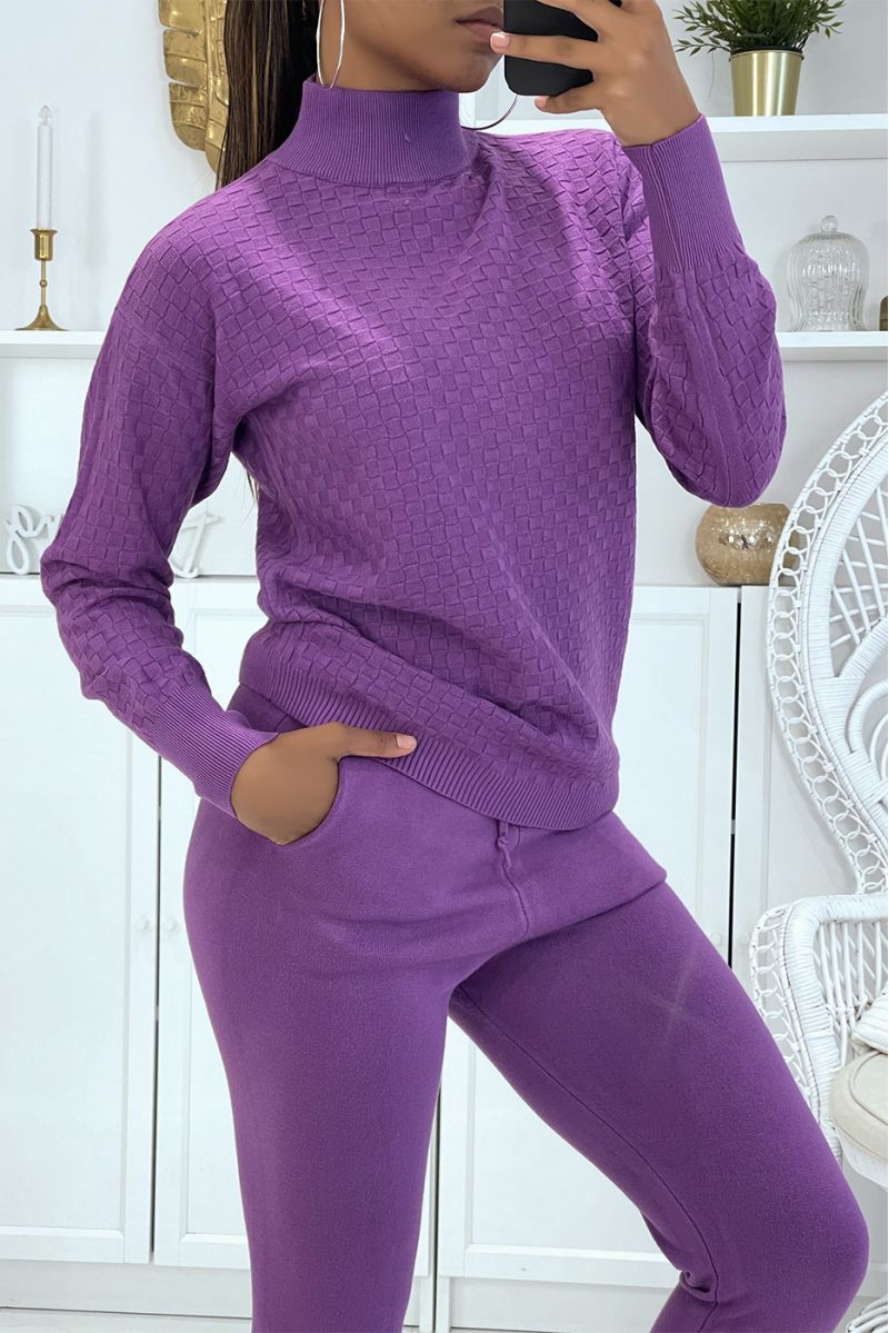 3-piece winter set purple down jacket and ribbed joggersCasual chic and cocooning style - 2
