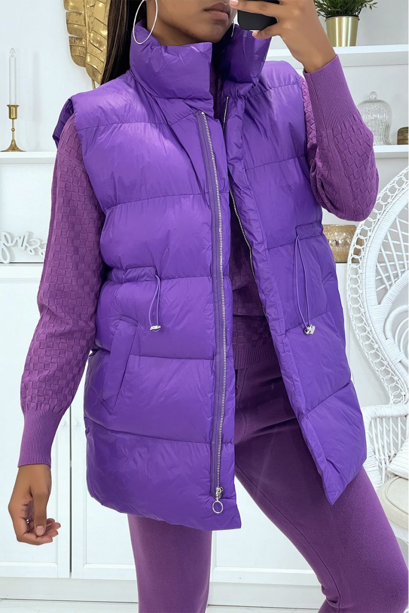 3-delige winterset paars donsjack en geribbelde joggersCasual chique en cocooning-stijl - 5