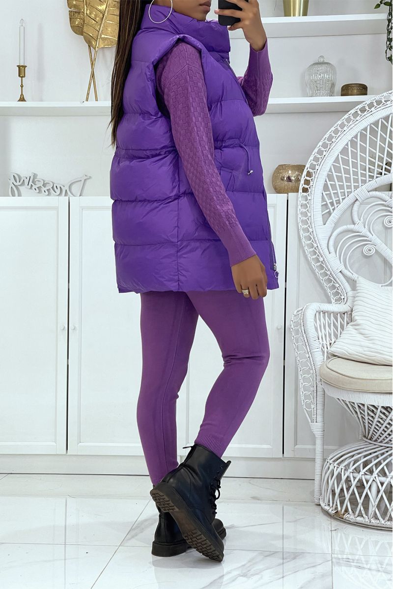 3-delige winterset paars donsjack en geribbelde joggersCasual chique en cocooning-stijl - 6