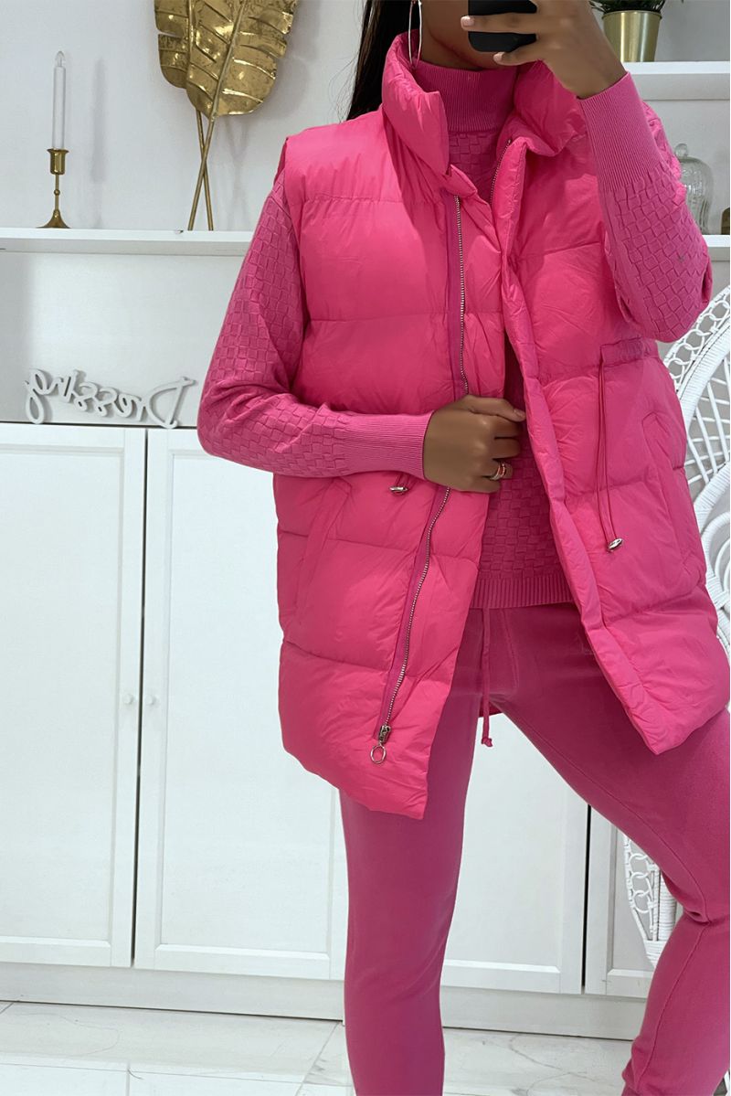3-piece winter fuchsia down jacket and ribbed jogging setCasual chic and cocooning style - 2