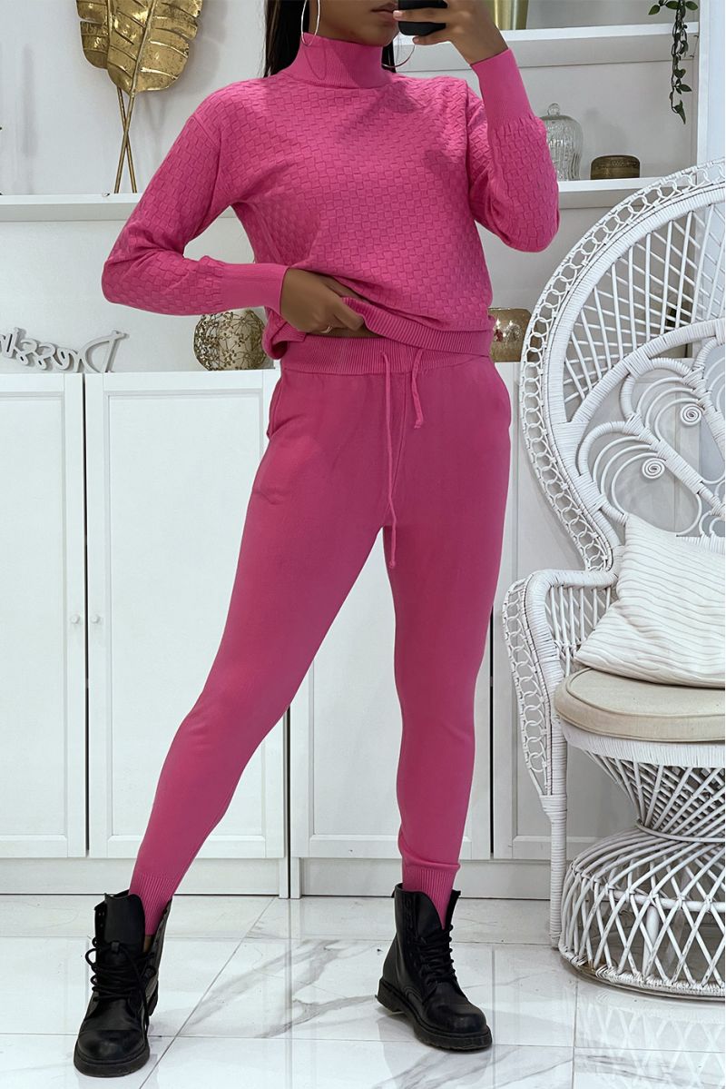 3-piece winter fuchsia down jacket and ribbed jogging setCasual chic and cocooning style - 5