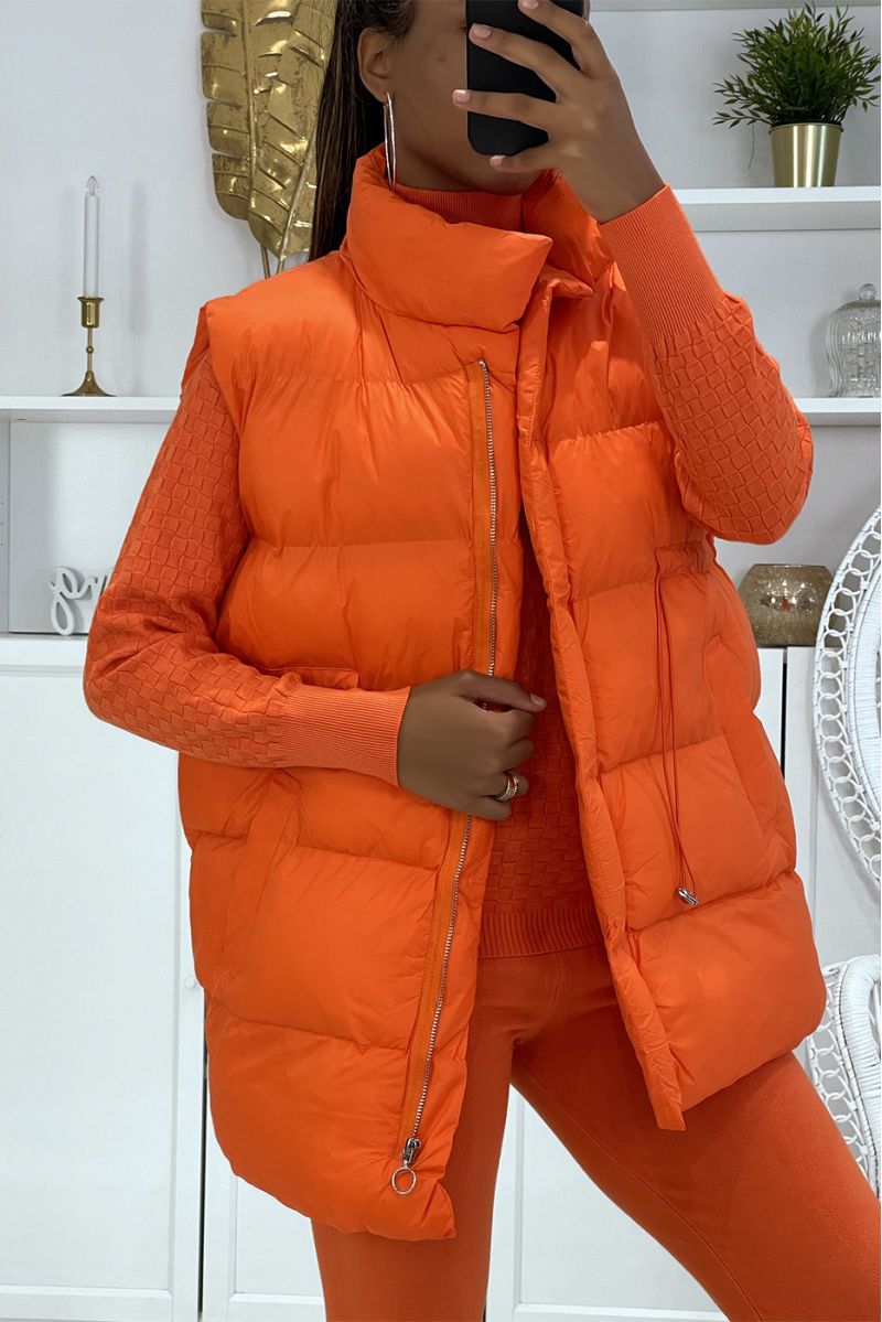 3-piece winter set in orange down jacket and ribbed joggersCasual chic and cocooning style - 3