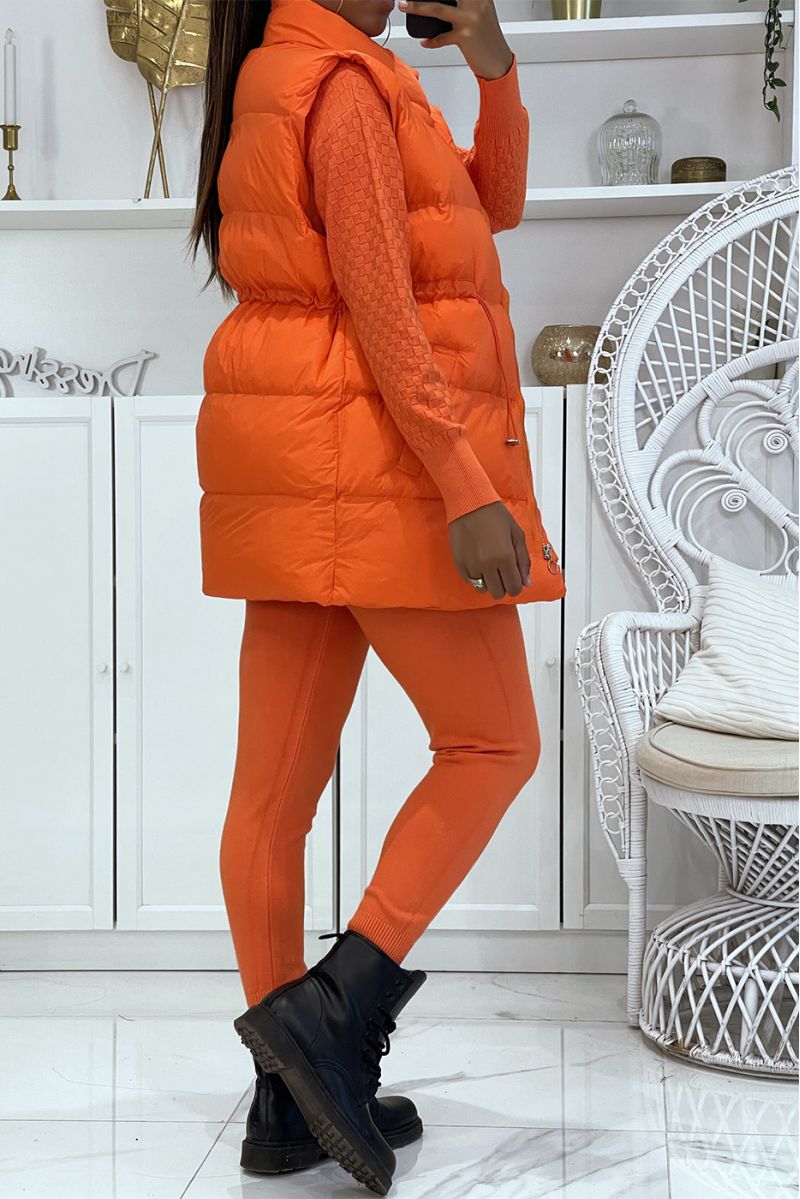 3-delige winterset in oranje donsjack en geribbelde joggersCasual chic en cocooning-stijl - 5