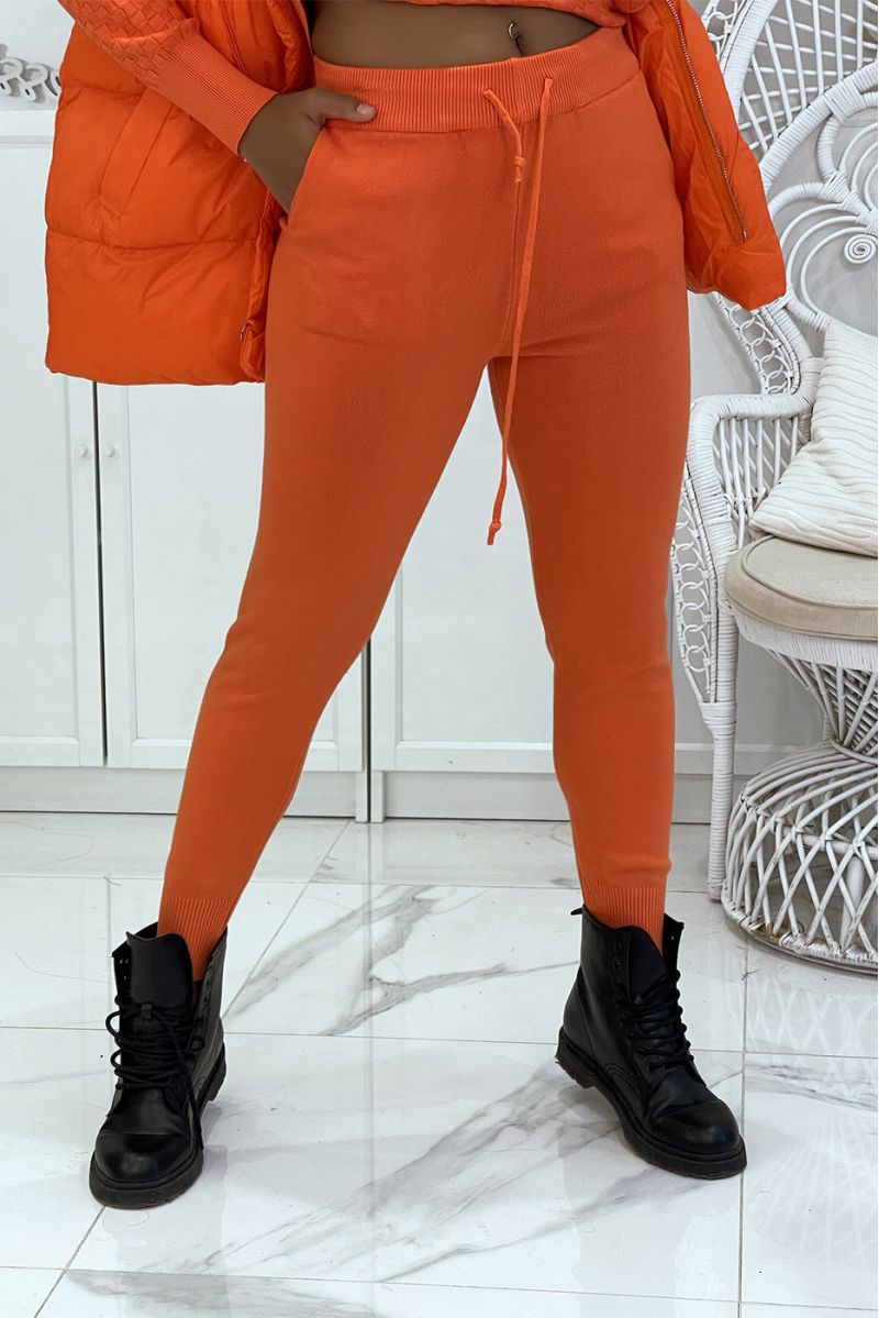 3-piece winter set in orange down jacket and ribbed joggersCasual chic and cocooning style - 6