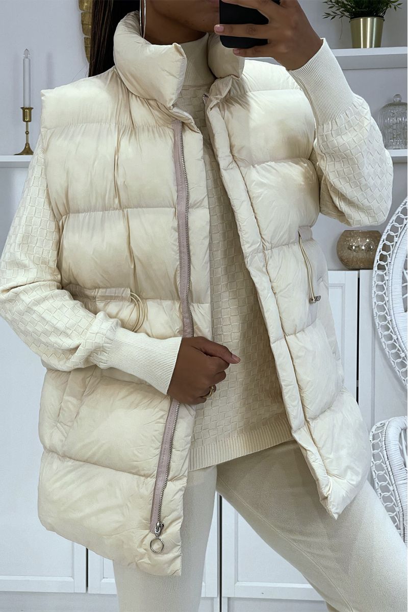 3-piece winter set in beige down jacket and ribbed joggersCasual chic and cocooning style - 2