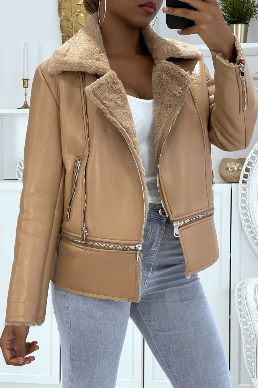 Quilted brown coat - 1