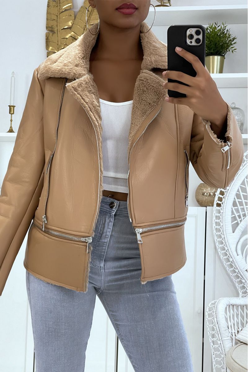 Manteau marron matelassé - 3