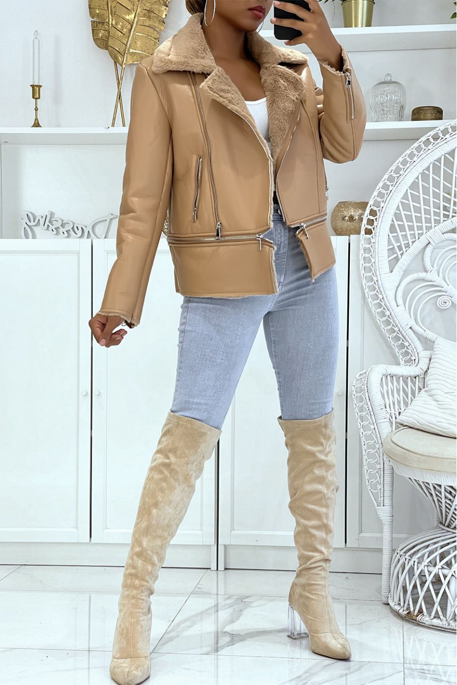 Quilted brown coat - 5