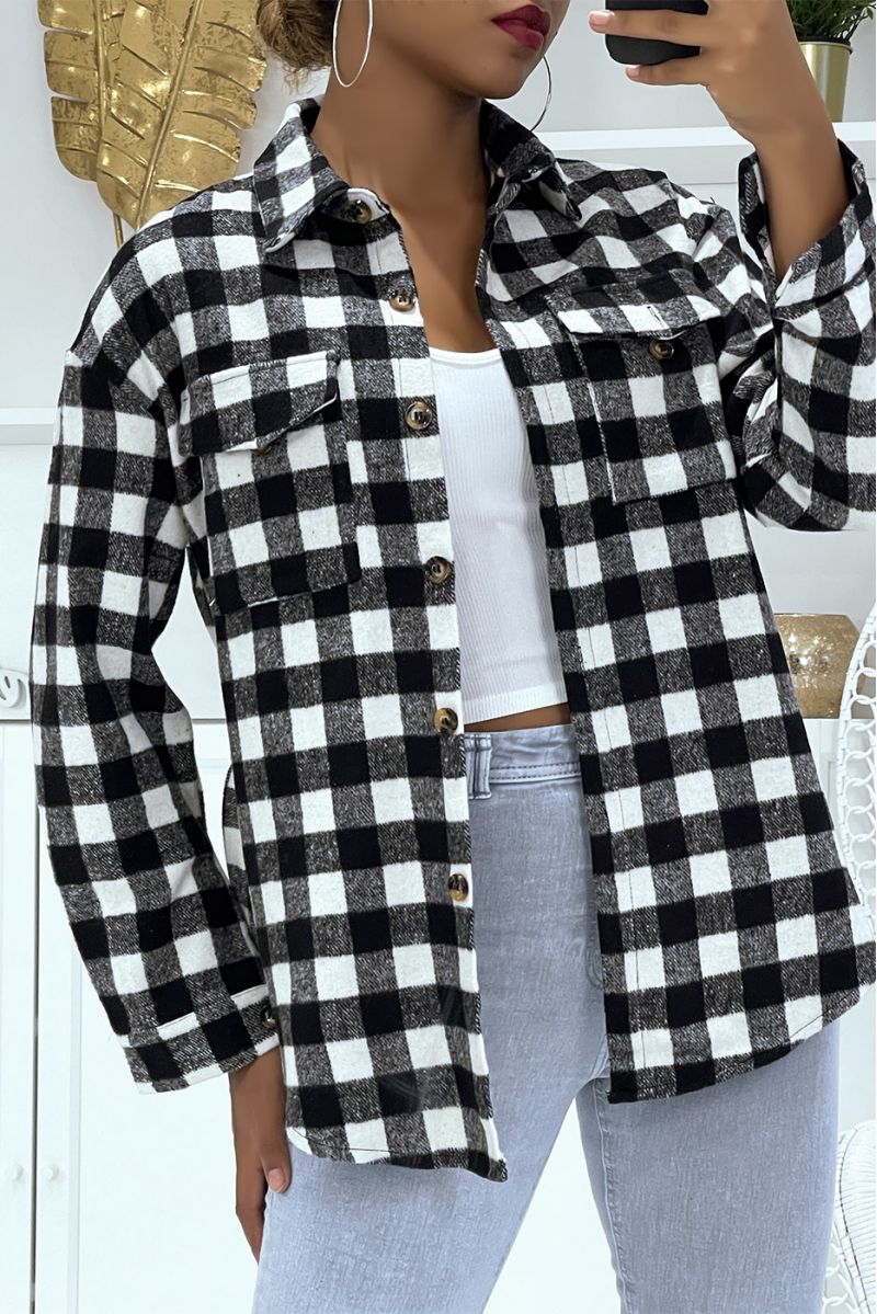On a black and white checkered shirt with a pretty belt perfect for all body types - 1