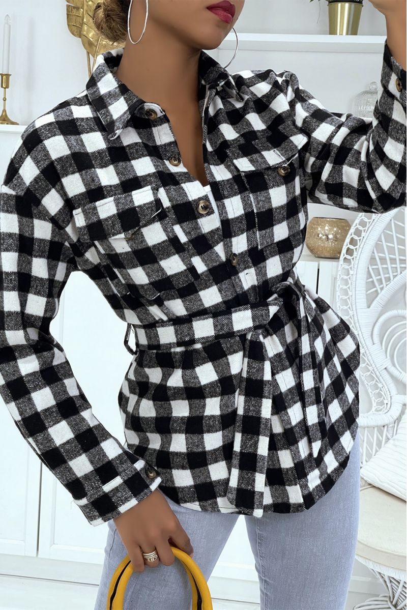 On a black and white checkered shirt with a pretty belt perfect for all body types - 4