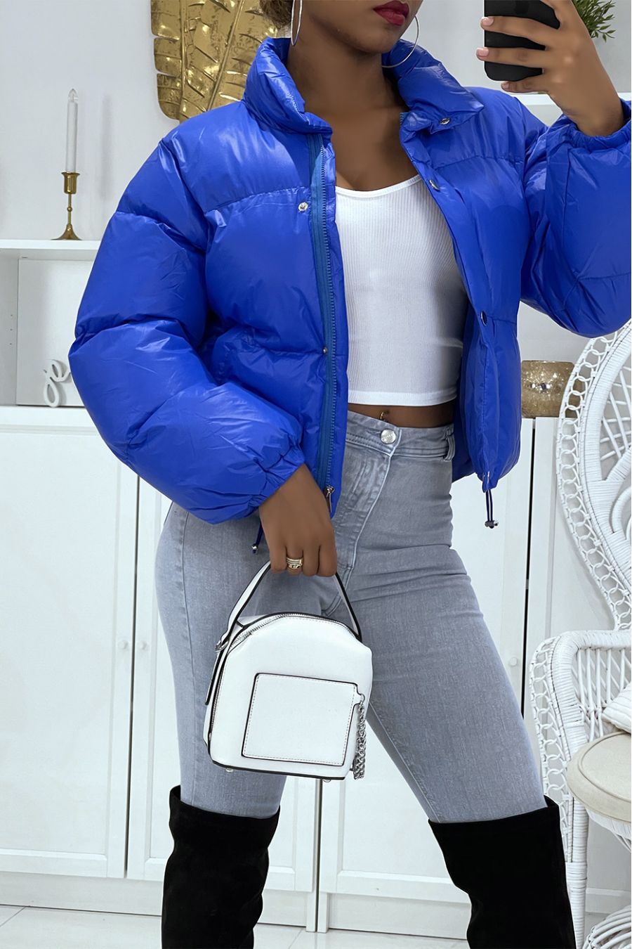 Royal kort donsjack met lange mouwen en hoge kraag in een supertrendy kleur perfect voor de winter - 2