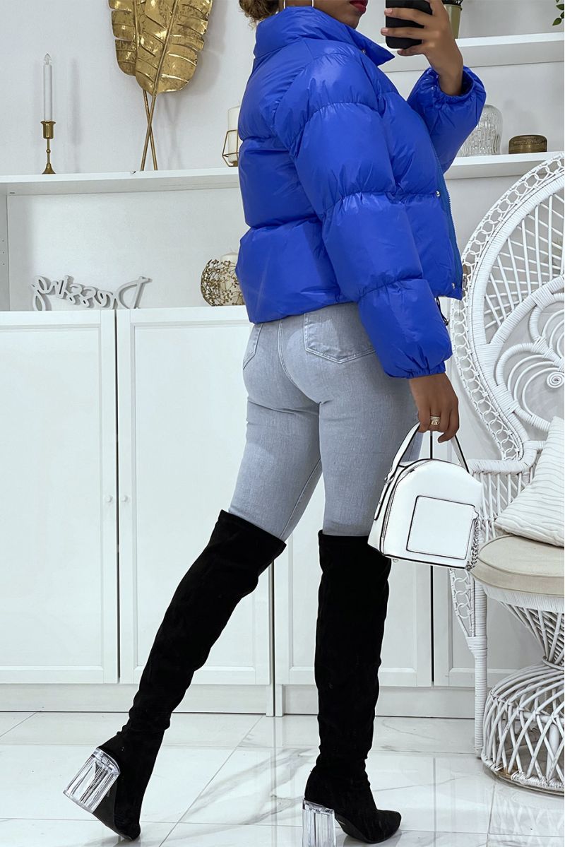 Doudoune royale courte à manches longues et col montant couleur hyper tendance parfaite pour l'hiver - 4