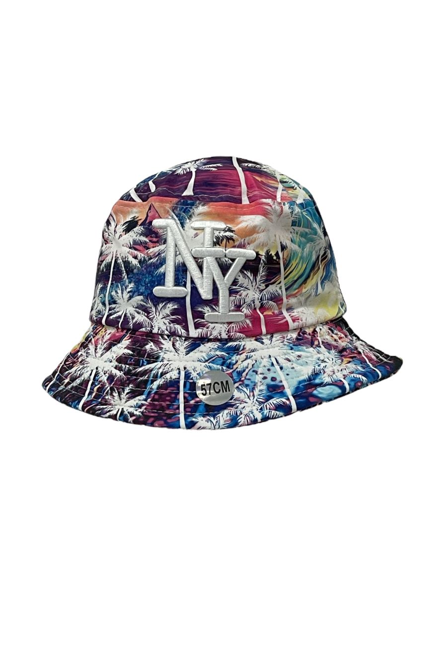 Joli chapeau à imprimé tropical violet et blanc indispensable de l'été - 2