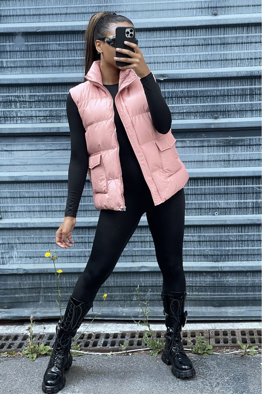 Roze mouwloos pufferjack - 1