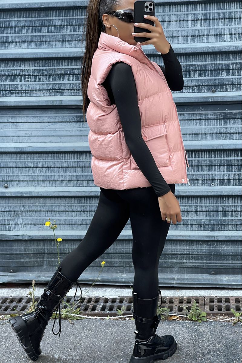 Roze mouwloos pufferjack - 5