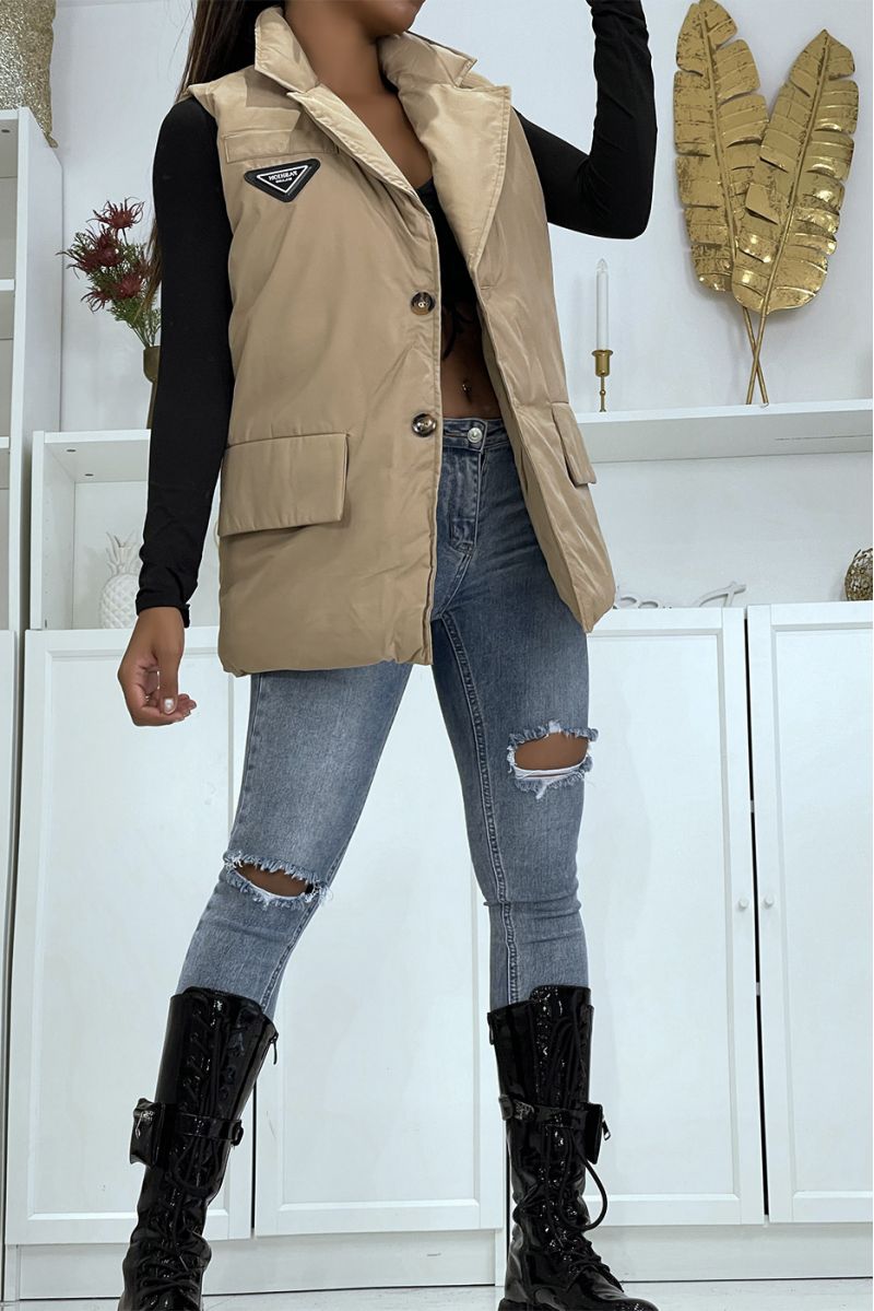 Doudoune blazer camel sans manches  - 1