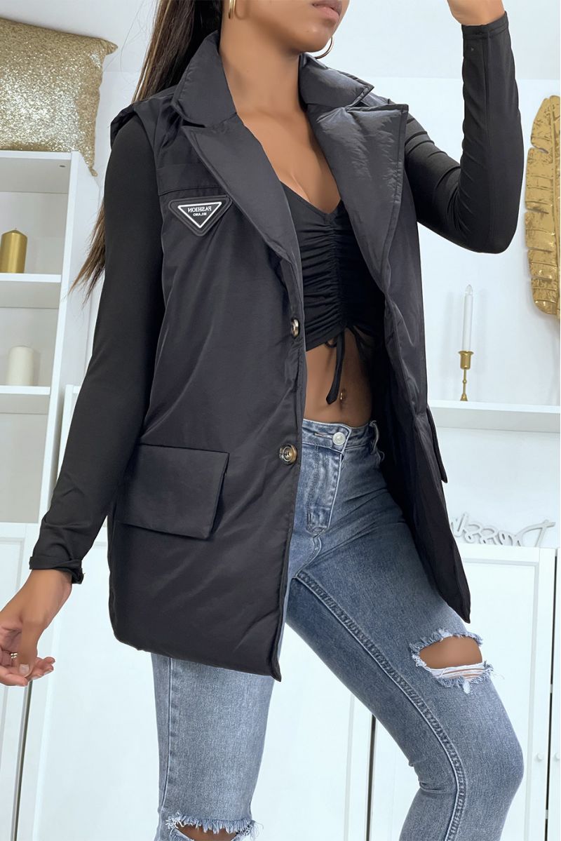 Black sleeveless blazer jacket - 2