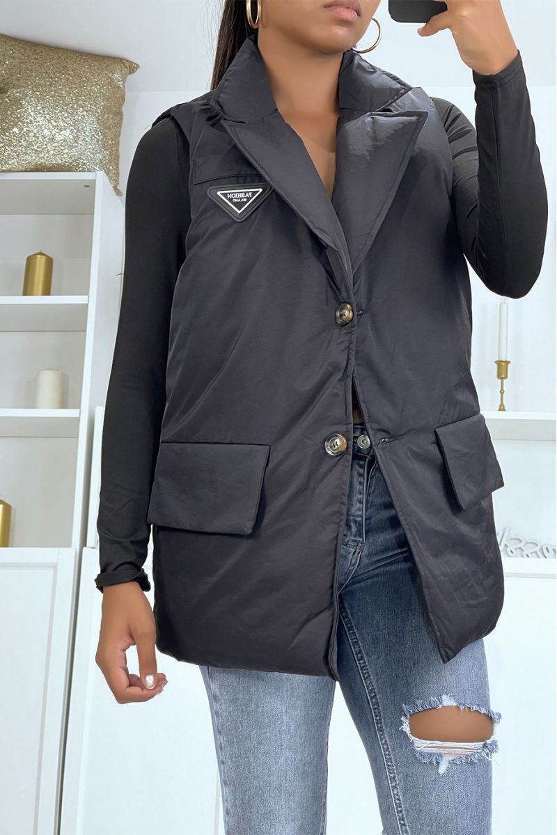 Black sleeveless blazer jacket - 3