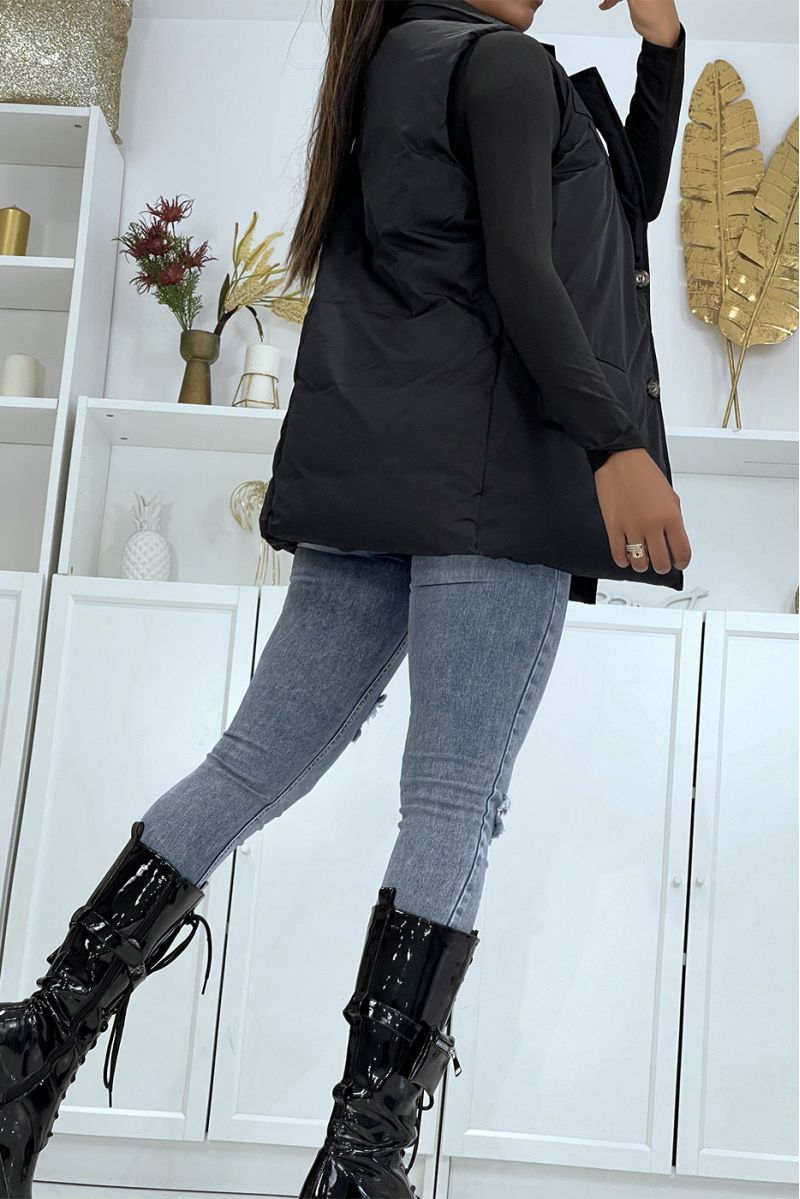 Black sleeveless blazer jacket - 4