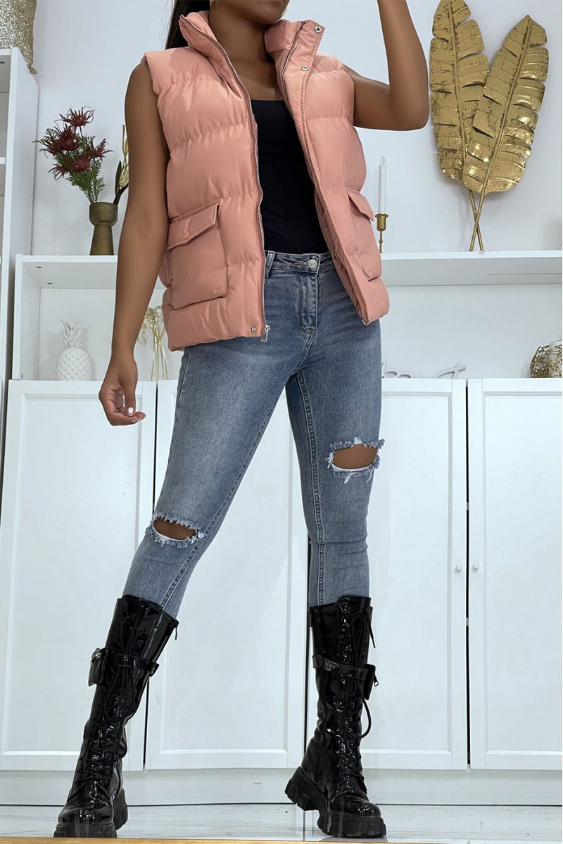 Well rounded pink sleeveless down jacket - 1