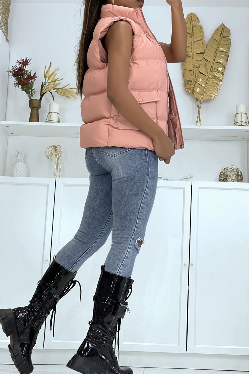 Well rounded pink sleeveless down jacket - 3