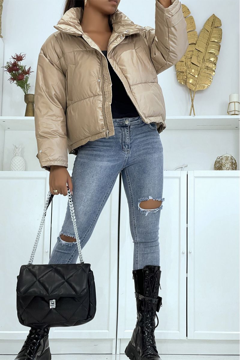 Camel oversized puffer jacket - 1