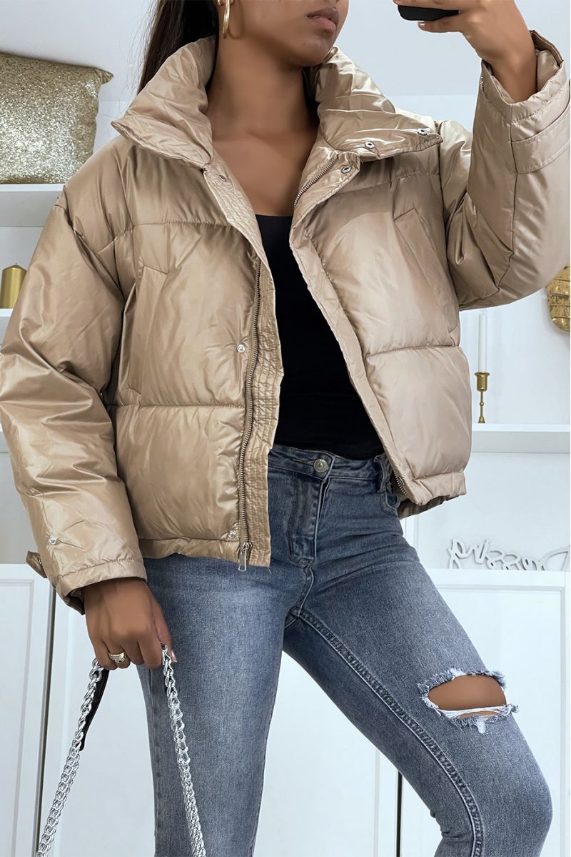 Camel oversized puffer jacket - 2
