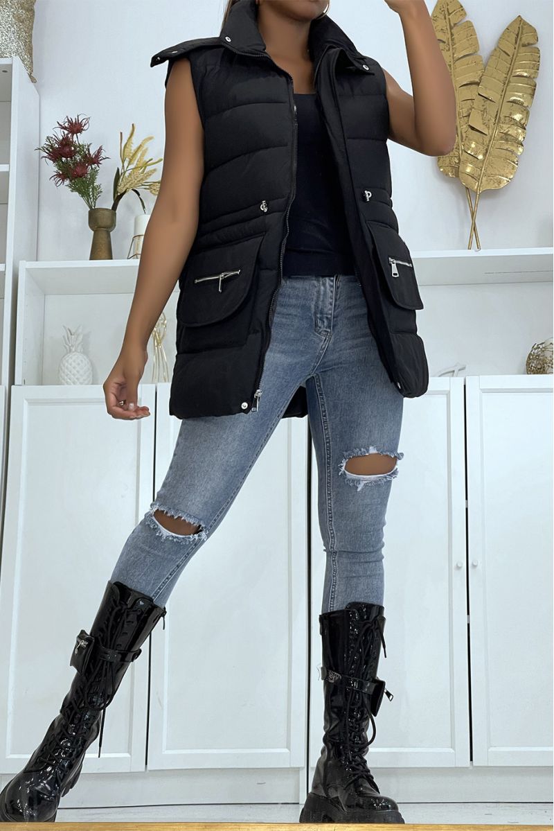 Well rounded black sleeveless down jacket - 1