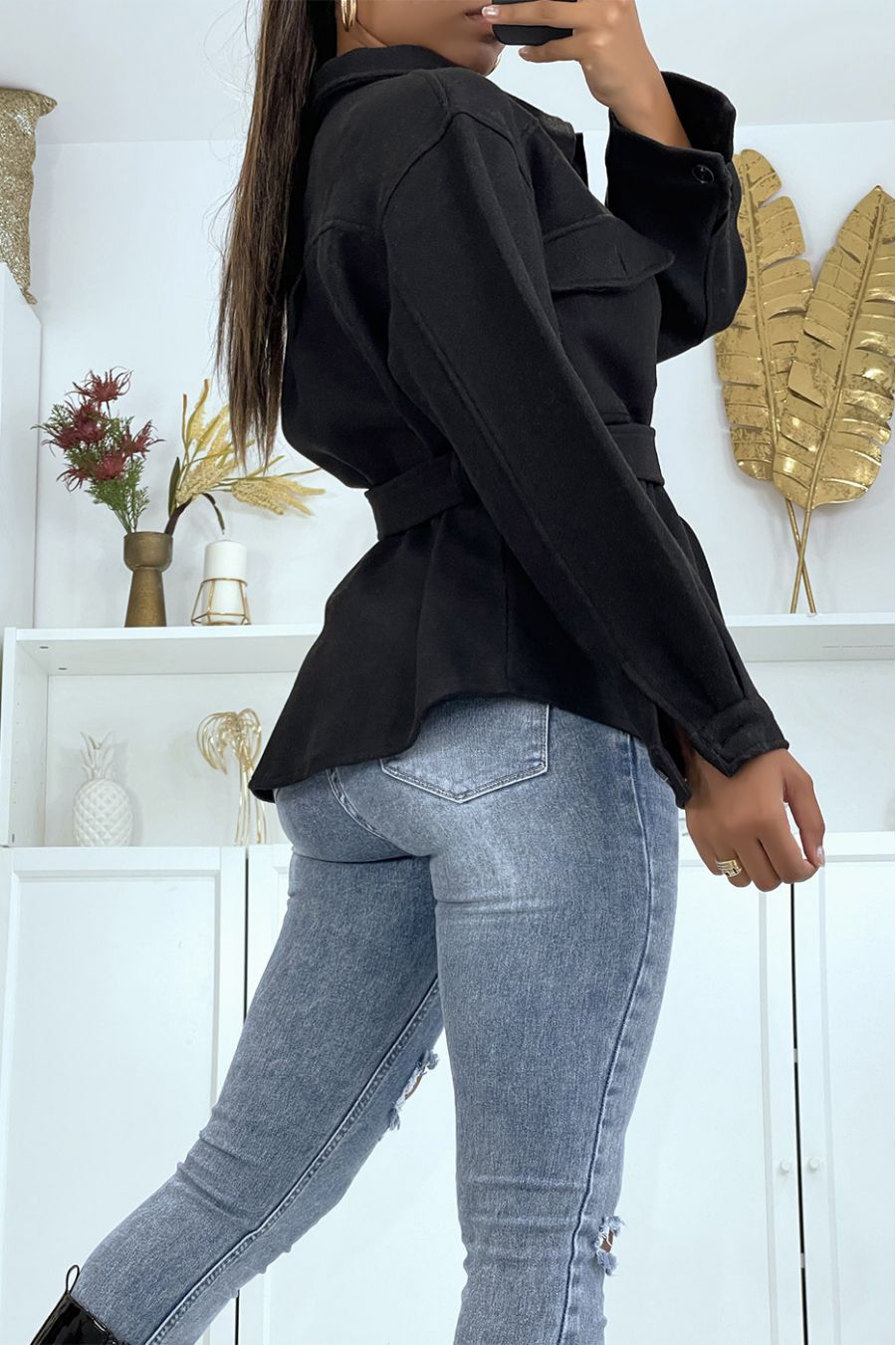 OnOO very thick black shirt with a belt - 3