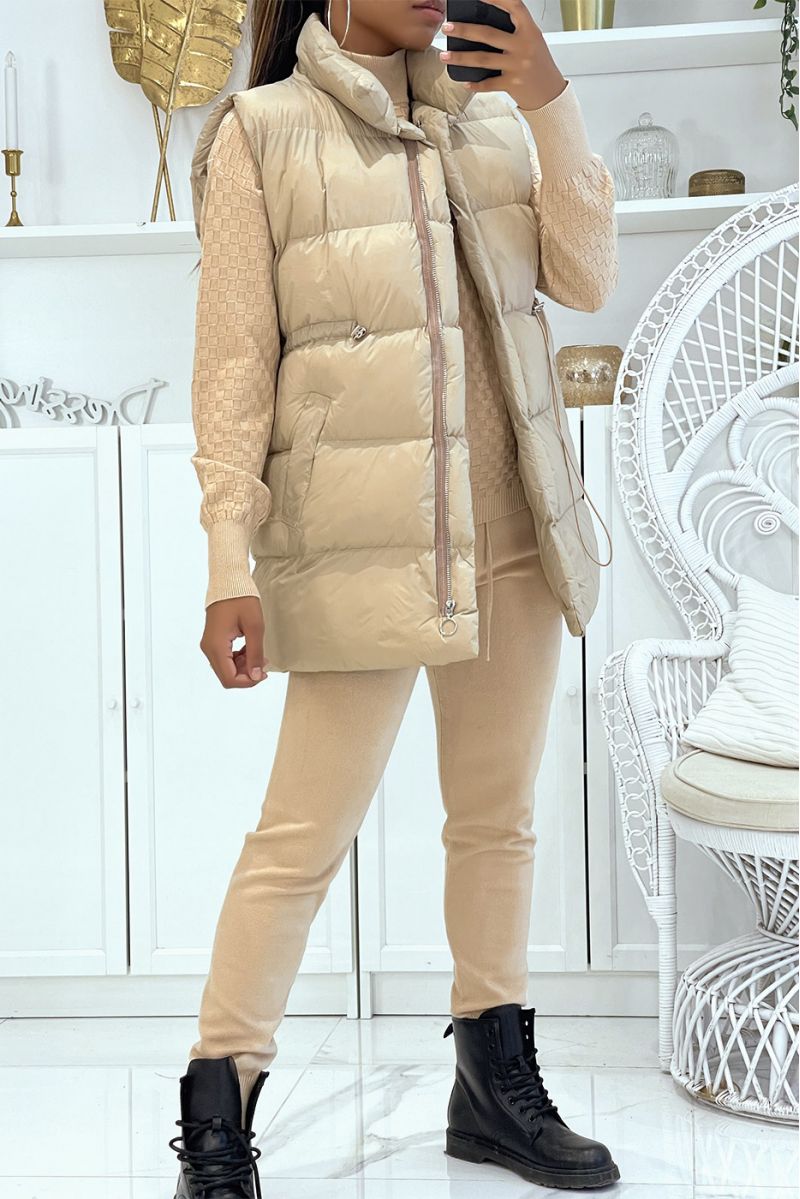 3-piece camel down jacket and ribbed joggers winter setCasual chic and cocooning style - 5