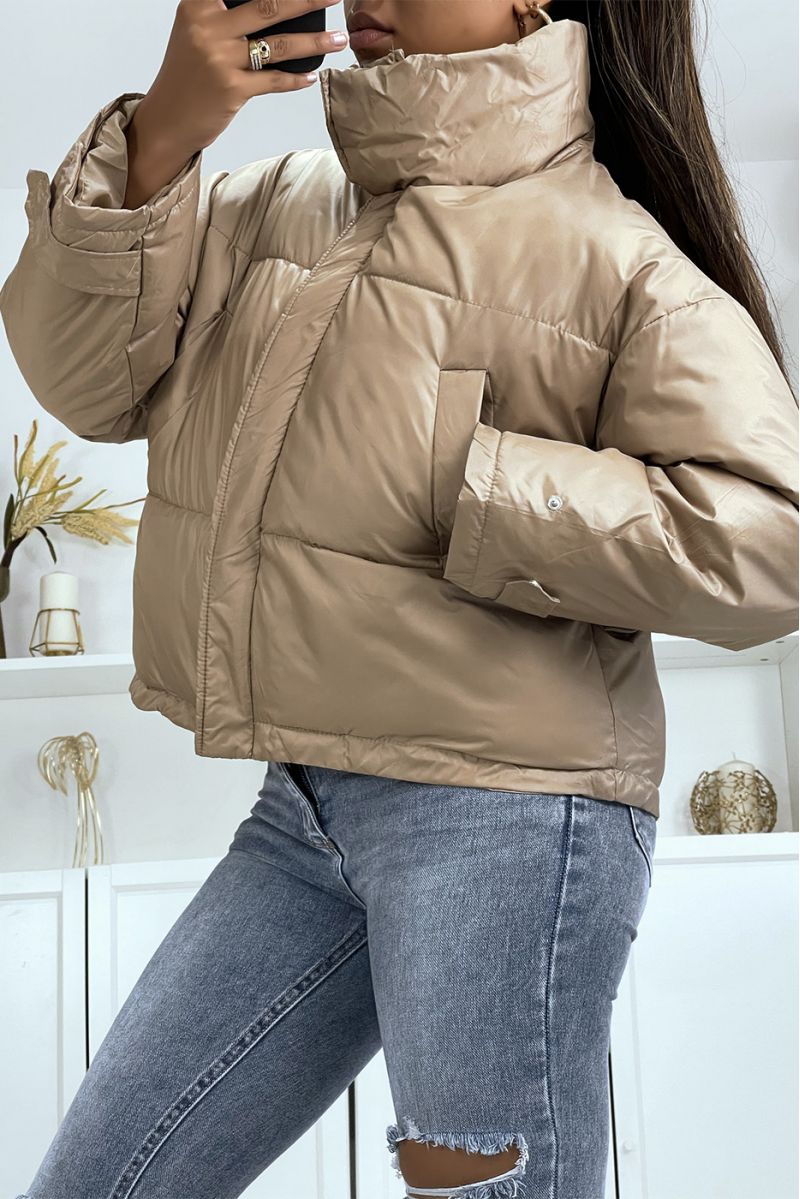 Camel oversized puffer jacket - 7