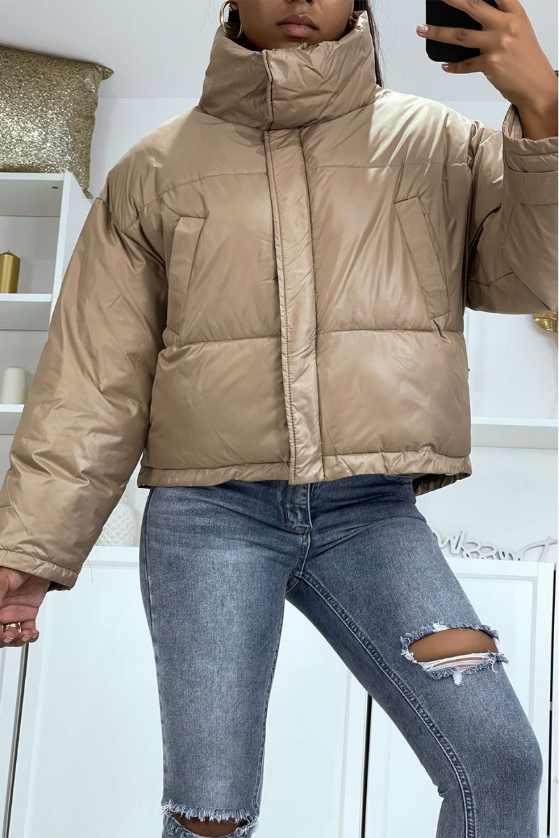 Camel oversized puffer jacket - 8